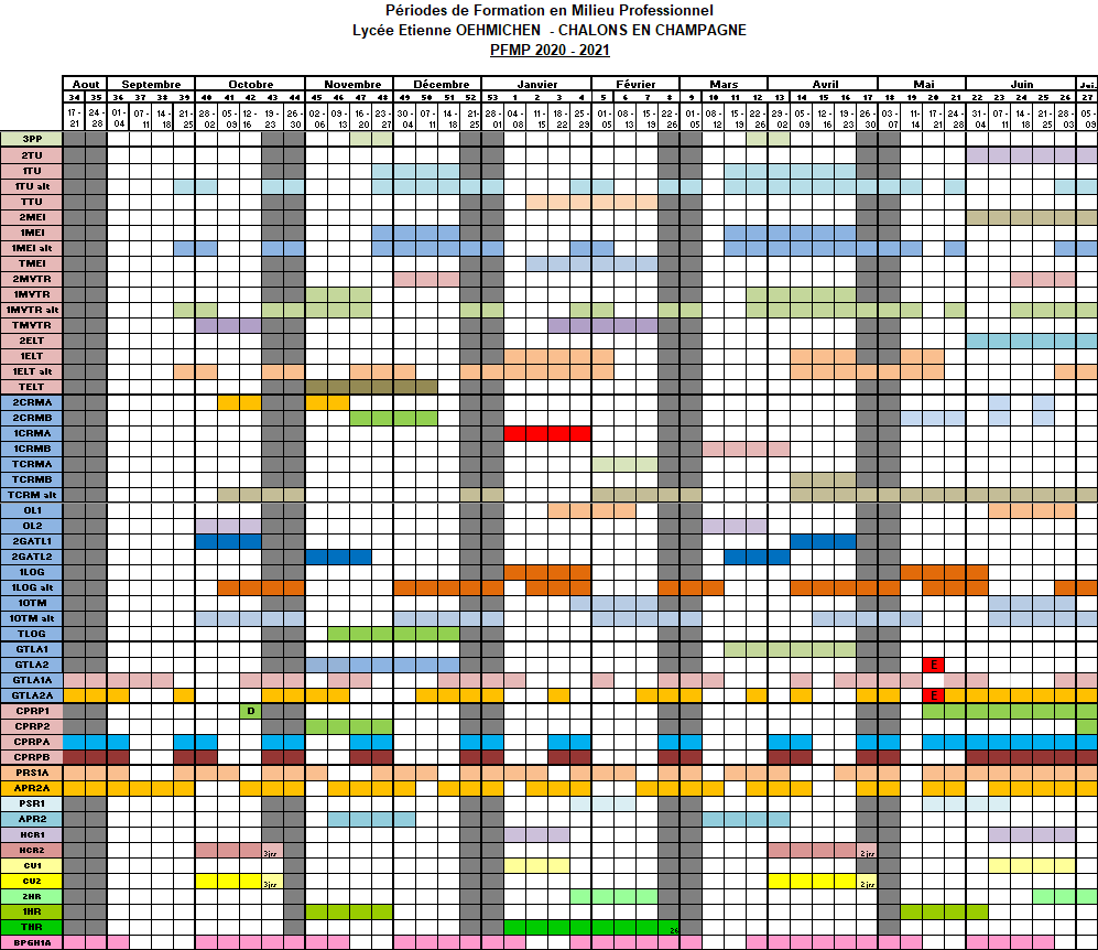 calendrier stage